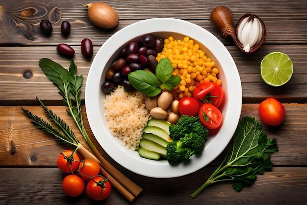 Foto foto prato de tigela de buda com legumes e leguminosas