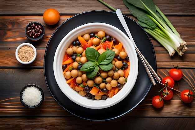 foto prato de tigela de Buda com legumes e leguminosas