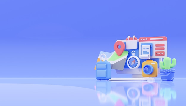 Foto premium com renderização 3D do plano de férias
