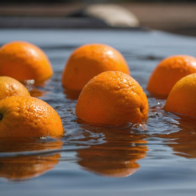 Foto foto premium reife orangenfrüchte mit frischem wasser hintergrundwerbung vorlage