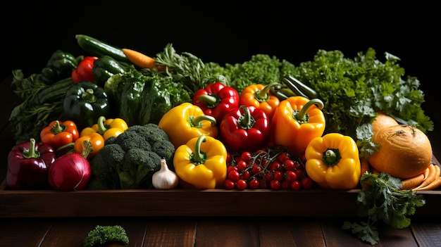 foto de primer plano de una caja con verduras maduras