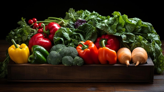 foto de primer plano de una caja con verduras maduras