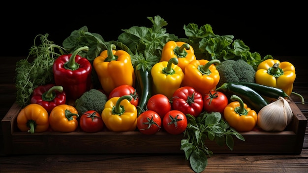 foto de primer plano de una caja con verduras maduras