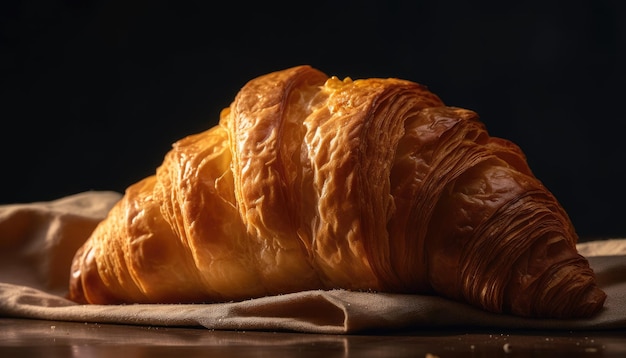 Foto de primer plano de croissant IA generativa