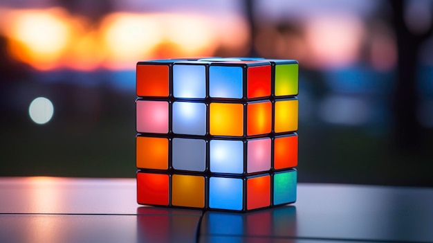 Una foto de un primer plano de un cubo de Rubik.