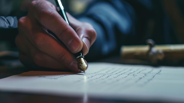 Foto en primer plano de la escritura a mano generada por IA Imagen