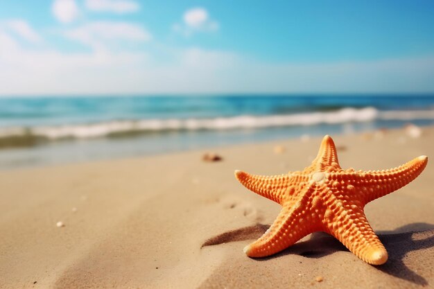 Foto de un primer plano de una estrella de mar en una playa 4K Wallpaper