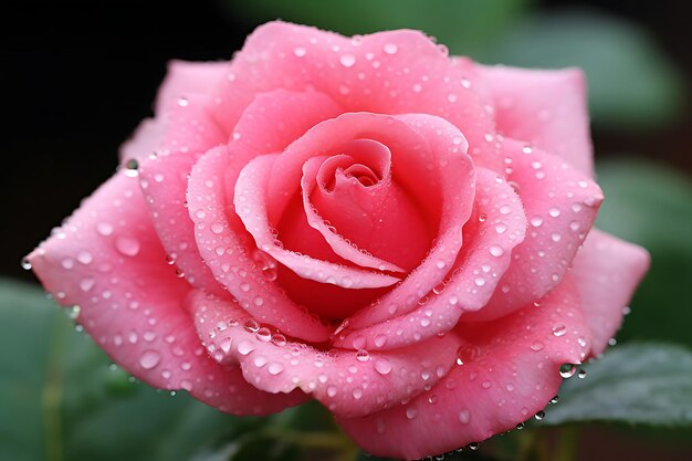 Foto de un primer plano de las flores de primavera de una rosa cubierta de rocío