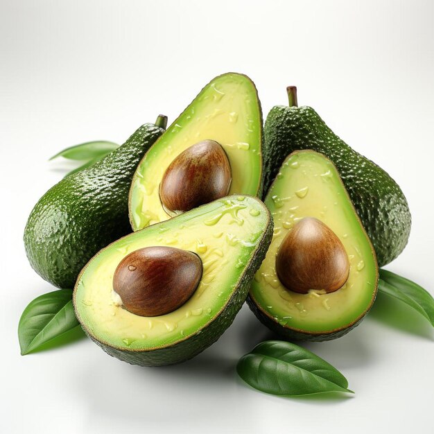 foto en primer plano de la fruta de aguacate en un fondo blanco aislado