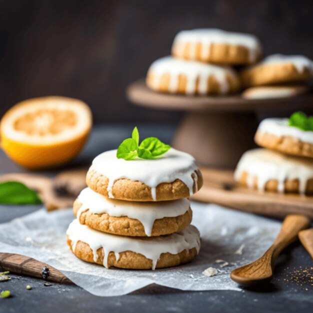 foto en primer plano de galletas de queso de limón en un plato