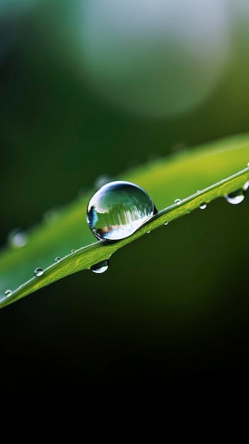 Foto de primer plano de gotas de agua en las hojas