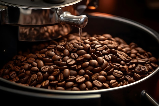 Foto de primer plano de granos de café en un molinillo de café