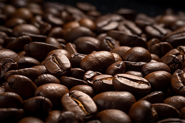 Foto en primer plano de los granos de café