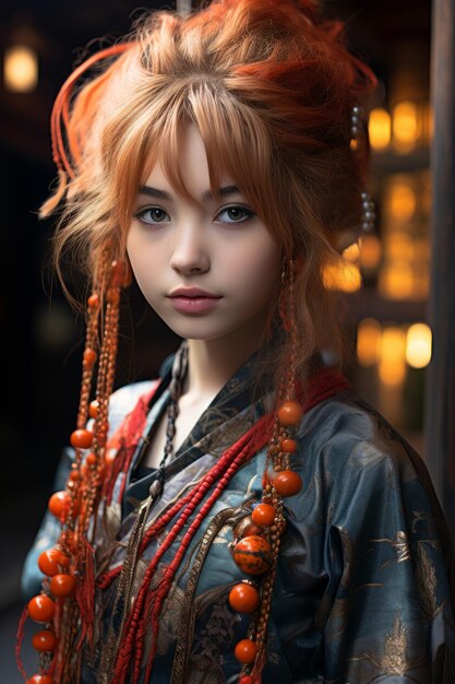 Una foto de primer plano de una joven con cabello de color brillante