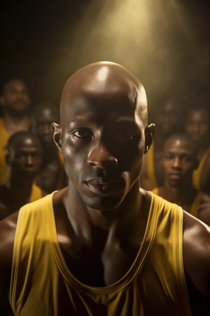 Foto foto en primer plano de un jugador de baloncesto africano