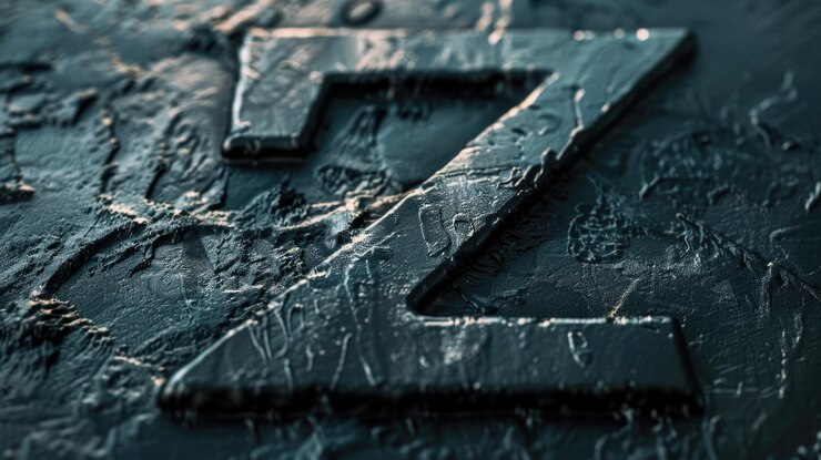 Foto una foto en primer plano de una letra de metal z con superficie lisa y brillante