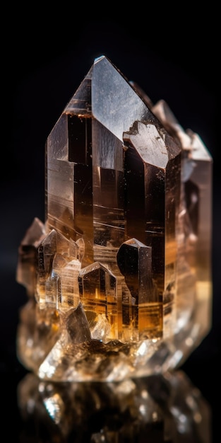 Foto en primer plano de macro de cuarzo ahumado mineral Foto de alta calidad IA generativa
