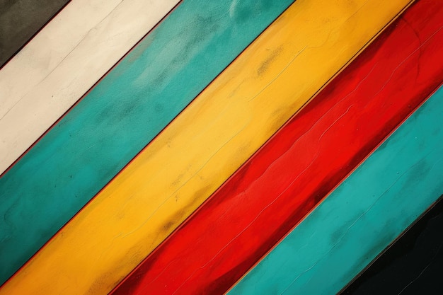 Esta foto de primer plano muestra los detalles intrincados y los colores vibrantes de una pared de madera Fondo abstracto con rayas diagonales en colores contrastantes Generado por IA