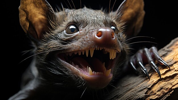 Foto foto en primer plano de un murciélago vampiro mirando en cualquier dirección