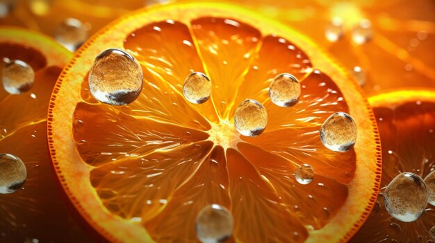 Foto en primer plano de naranja con gotas de agua.