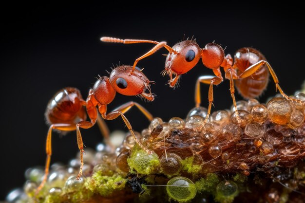 Foto de un primer plano de una pareja de hormigas en un vuelo nupcial