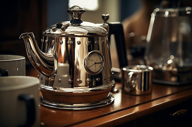 Foto de primer plano de una percoladora de café que se está preparando