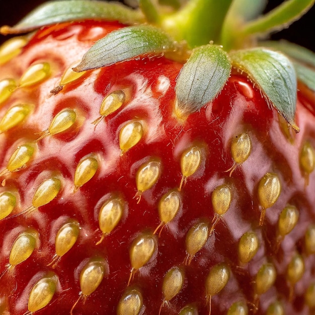 Foto en primer plano de la piel de una fresa Con fondo de textura natural