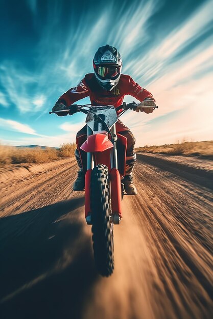 Una foto de primer plano del piloto de motocross