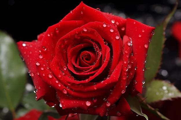 Foto de un primer plano de una sola rosa roja