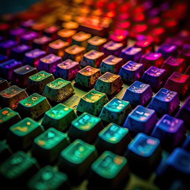 Foto de un primer plano de un teclado colorido