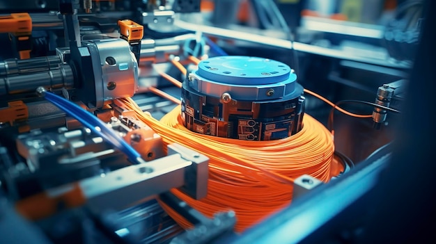 foto de un proceso de empalme de un cable de fibra óptica