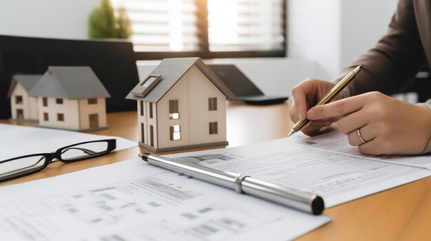 Una foto de un proceso de evaluación de bienes raíces con el tasador y la propiedad