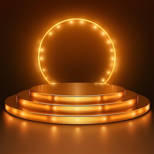 Foto producto de oro de lujo fondo escenario en blanco 3D podio pedestal presentación generativa ai