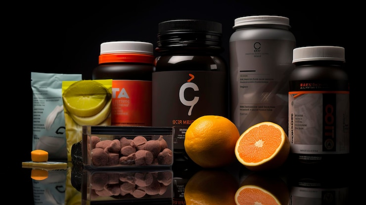 Foto una foto de los productos de nutrición deportiva