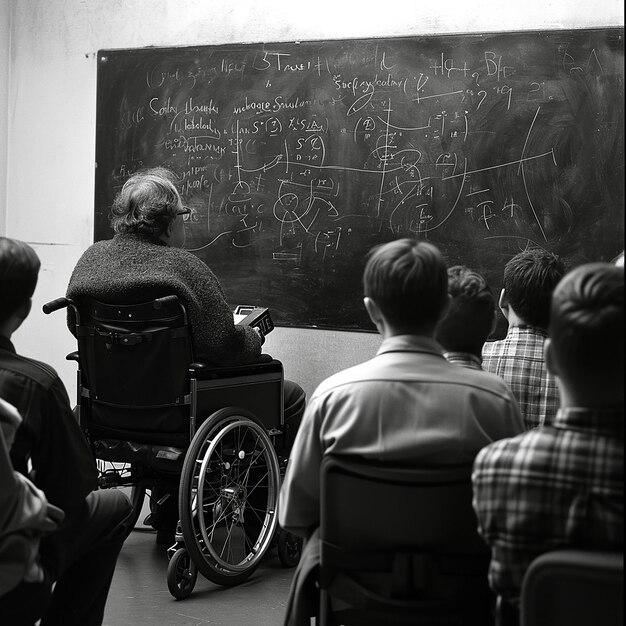 foto de un profesor en silla de ruedas