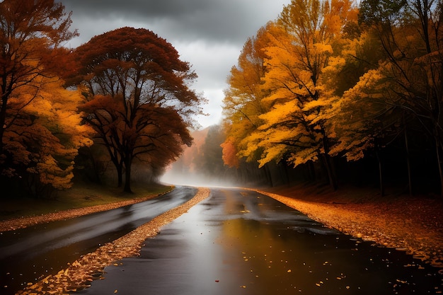 foto profissional foto de paisagem de outono iluminação dramática tempo nublado sombrio