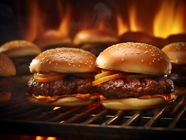 Foto promocional de la comida tradicional estadounidense de la hamburguesa Ai Generative