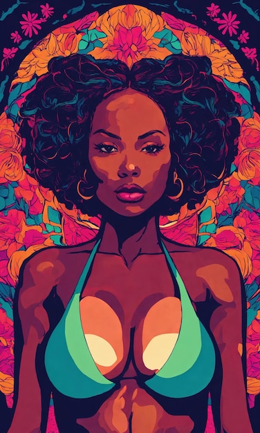 Foto psicodélica de uma mulher Ilustração abstrata Ilustração vetorial ai generativa