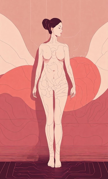 Foto psicodélica de uma mulher Ilustração abstrata Ilustração vetorial ai generativa