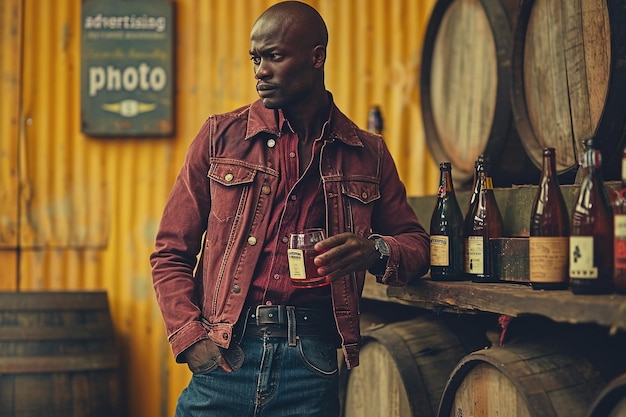 Foto foto publicitária de um homem a beber