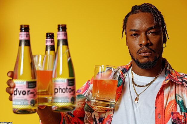 Foto foto publicitária de um homem a beber