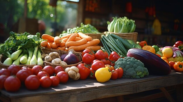 Una foto de un puesto en el mercado de agricultores