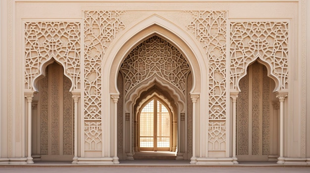 Una foto que captura los detalles arquitectónicos de un arco o entrada islámica tradicional