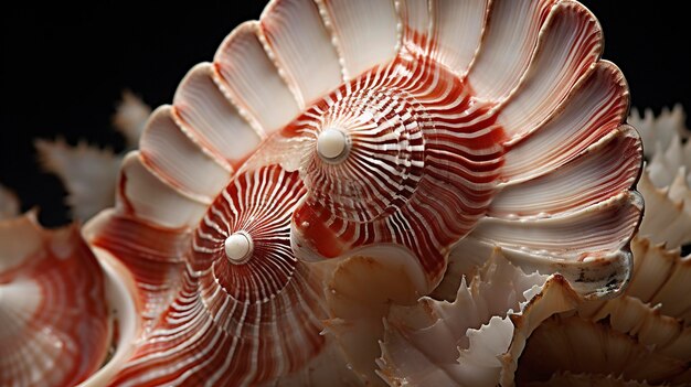 Una foto que captura los detalles intrincados y las texturas de una concha marina como un tulipán o una trampa