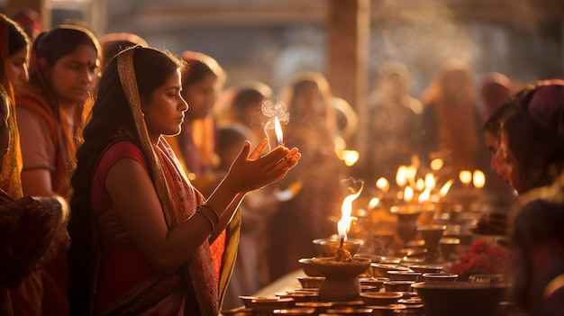 Una foto que captura la espiritualidad y la devoción de los adoradores durante una ceremonia o servicio religioso