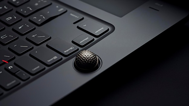 Una foto que captura los intrincados detalles y texturas de un trackball minimalista para computadora portátil.