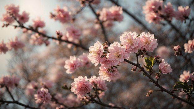 Foto una foto que captura los signos sutiles de la primavera, como los brotes en los árboles, las hojas emergentes o un suave