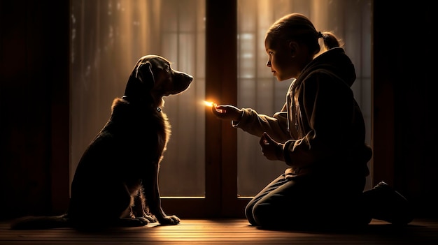 Una foto que muestra la dedicación y paciencia del dueño de una mascota durante el proceso de capacitación.