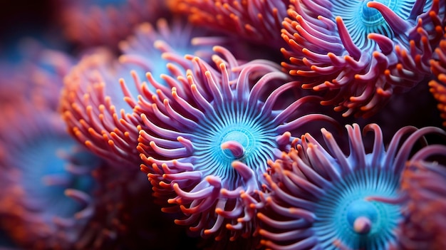 Una foto que muestra los delicados y coloridos patrones de un pólipo de coral