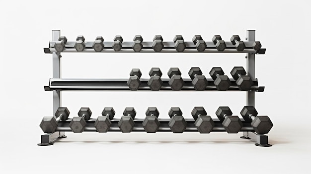 Foto una foto del rack de pesas y barras
